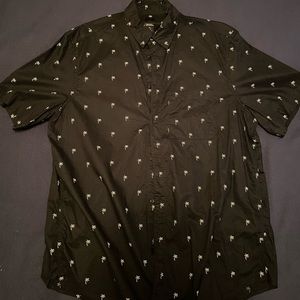Black button up with palm tree print